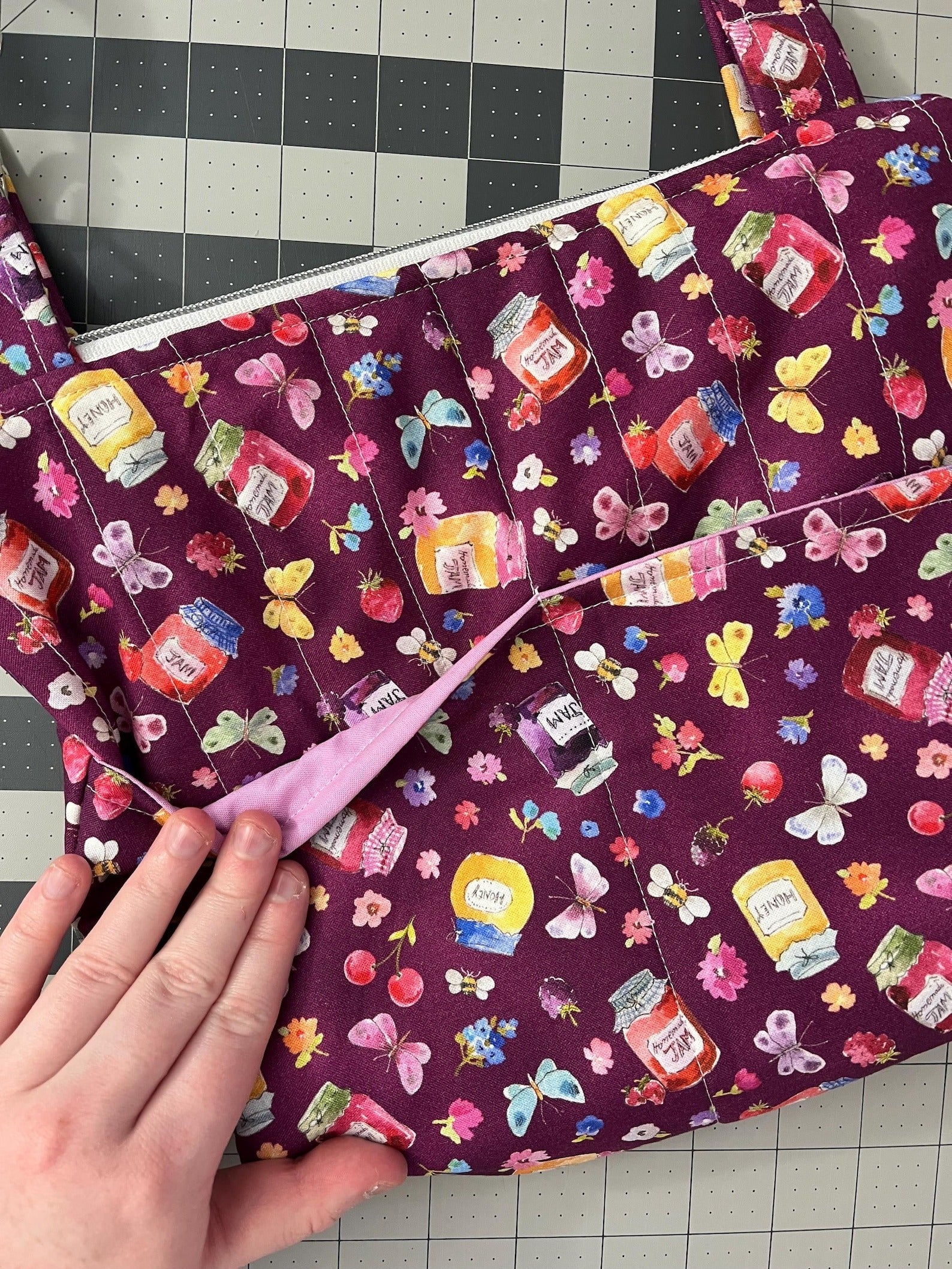 Purple Butterfly Picnic Power Chair Armrest Bag