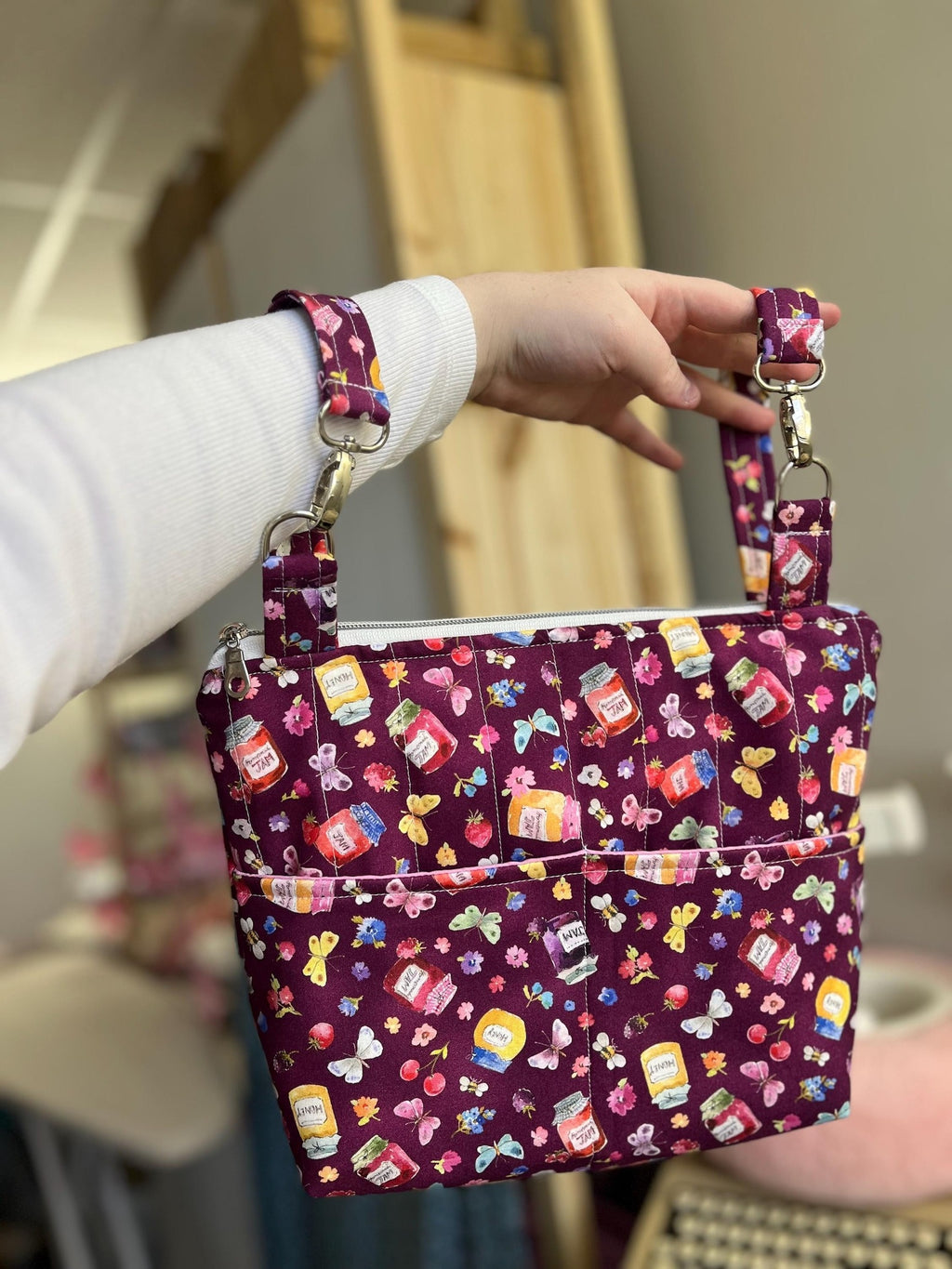 Purple Butterfly Picnic Power Chair Armrest Bag