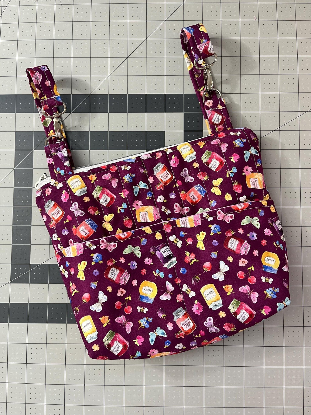 Purple Butterfly Picnic Power Chair Armrest Bag
