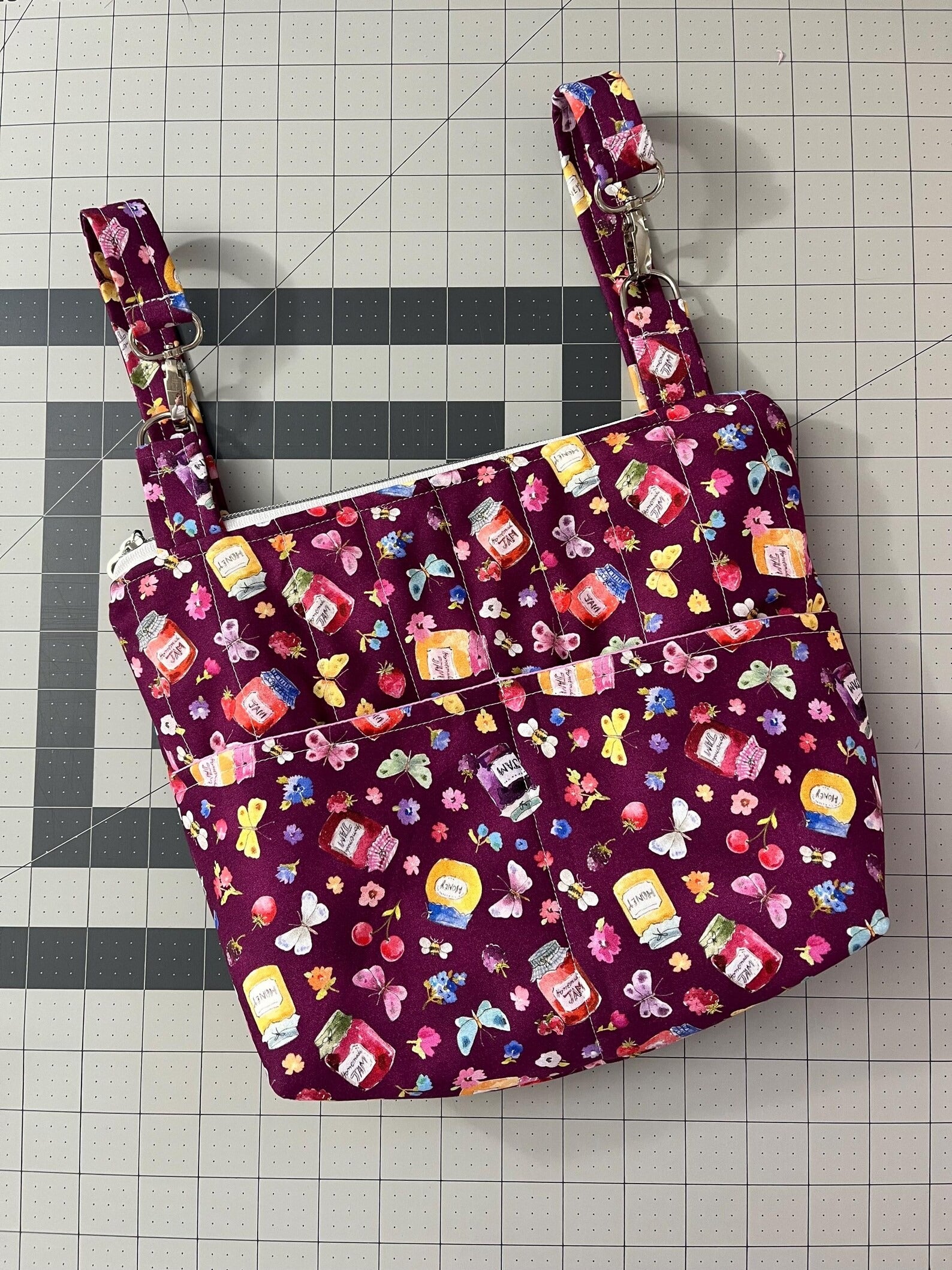 Purple Butterfly Picnic Power Chair Armrest Bag