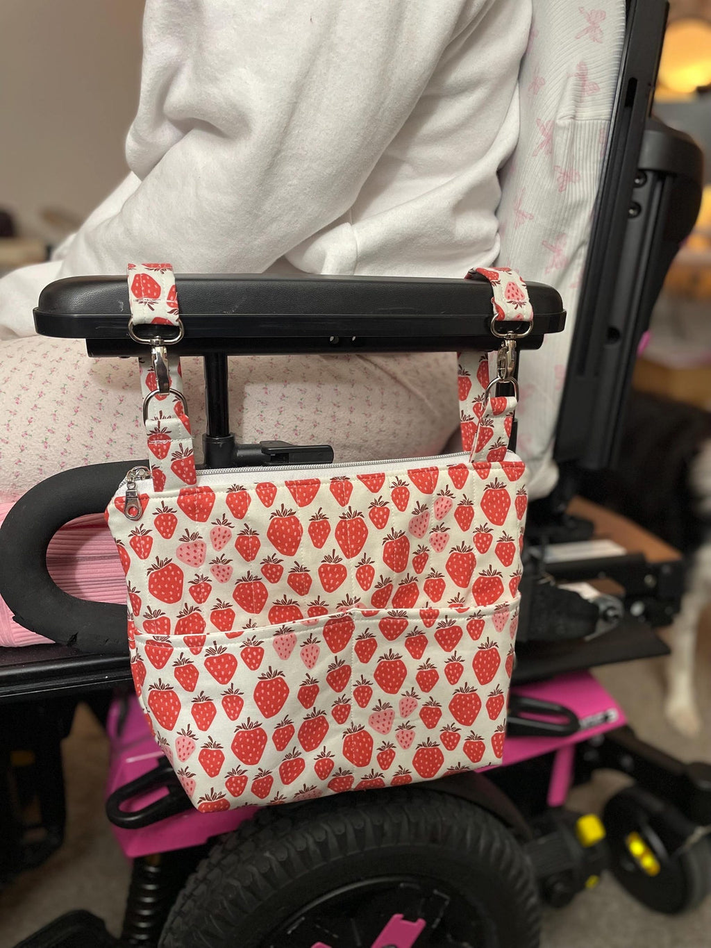 Strawberry Valentines Power Chair Armrest Bag