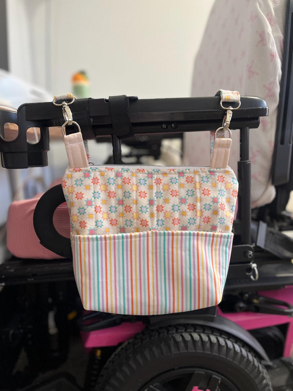 Pastel Patchwork Power Chair Armrest Bag