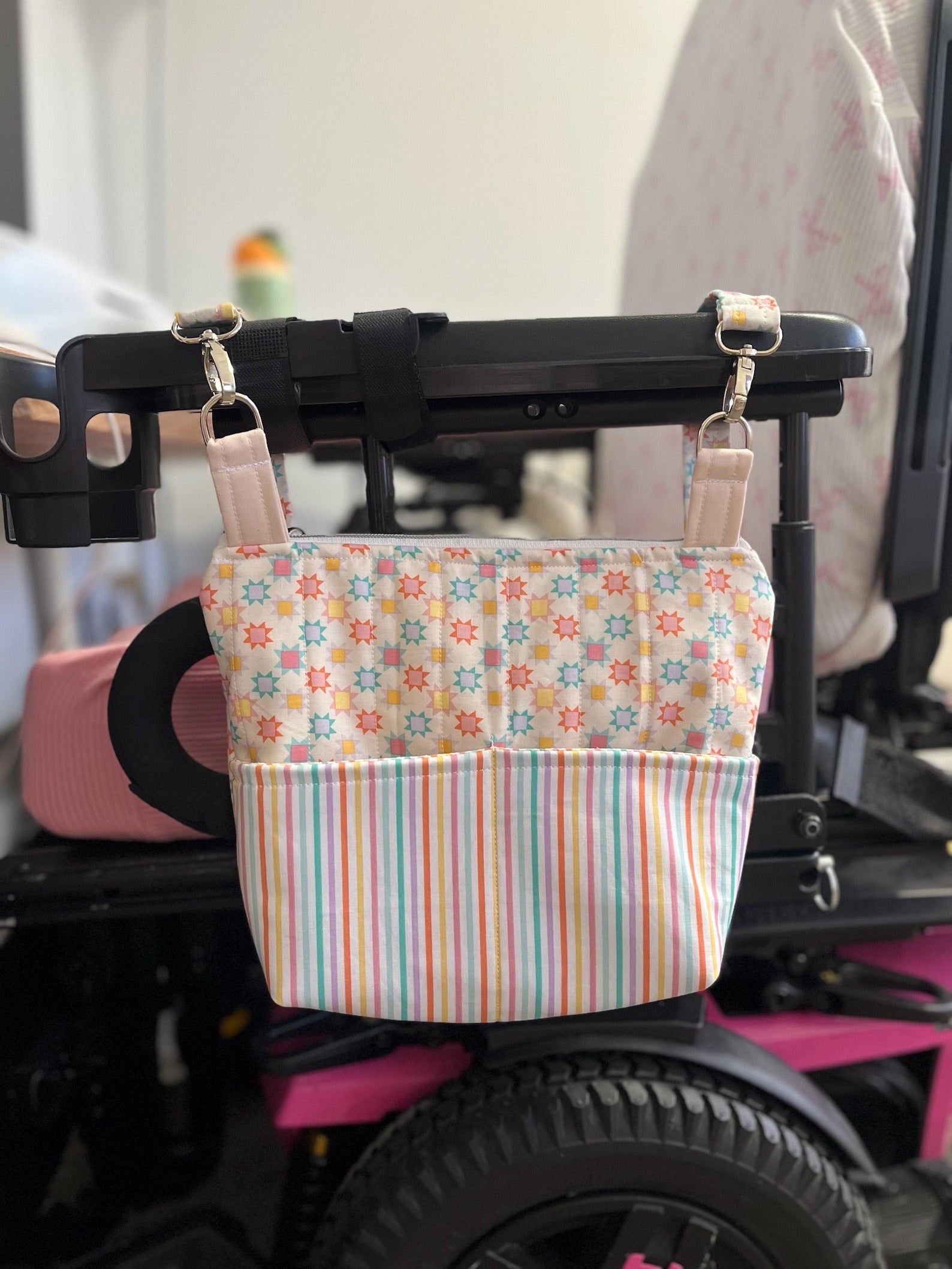 Pastel Patchwork Power Chair Armrest Bag