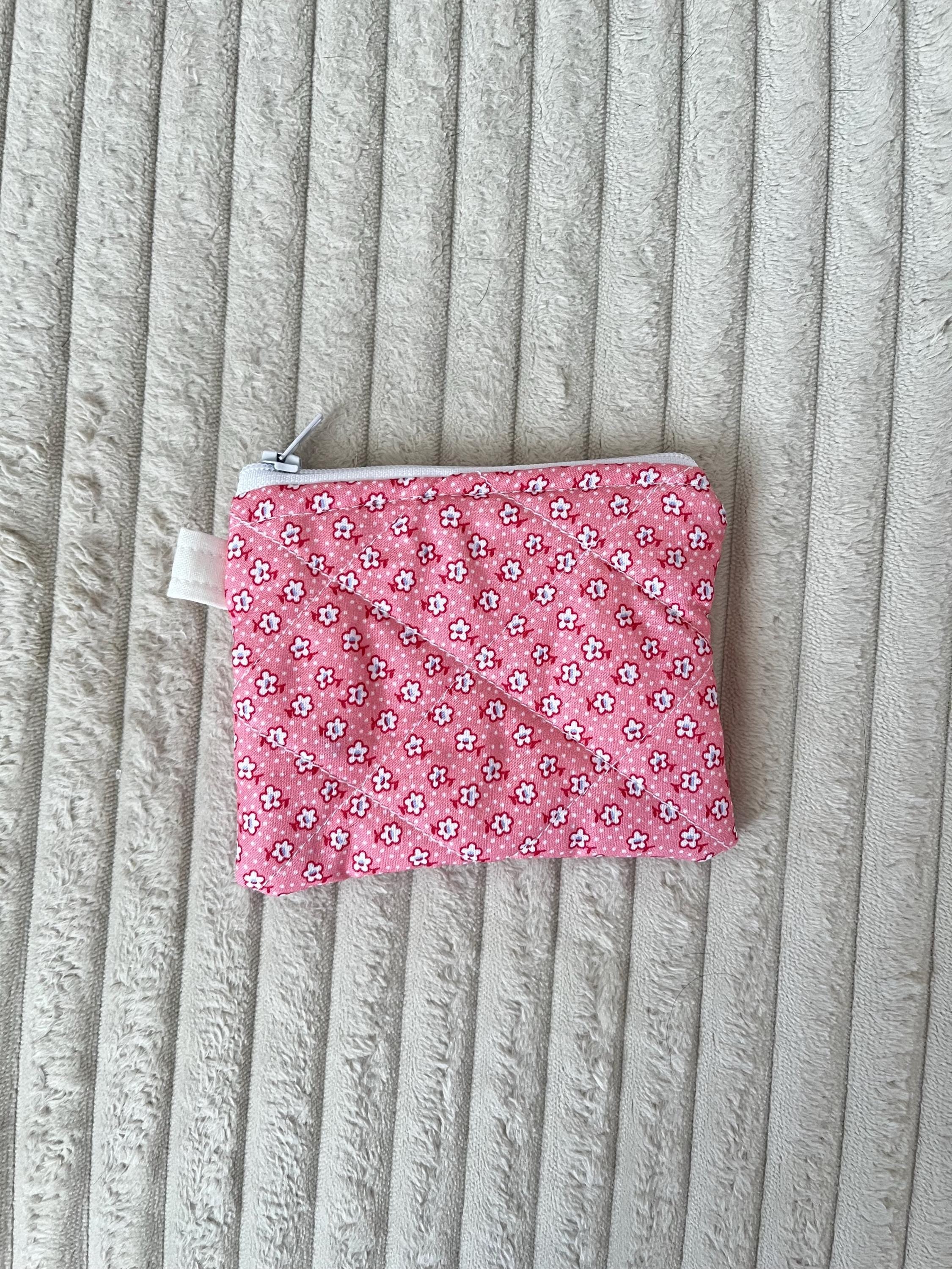 Mini Pink Flowers Keychain Wallet, coin purse for women