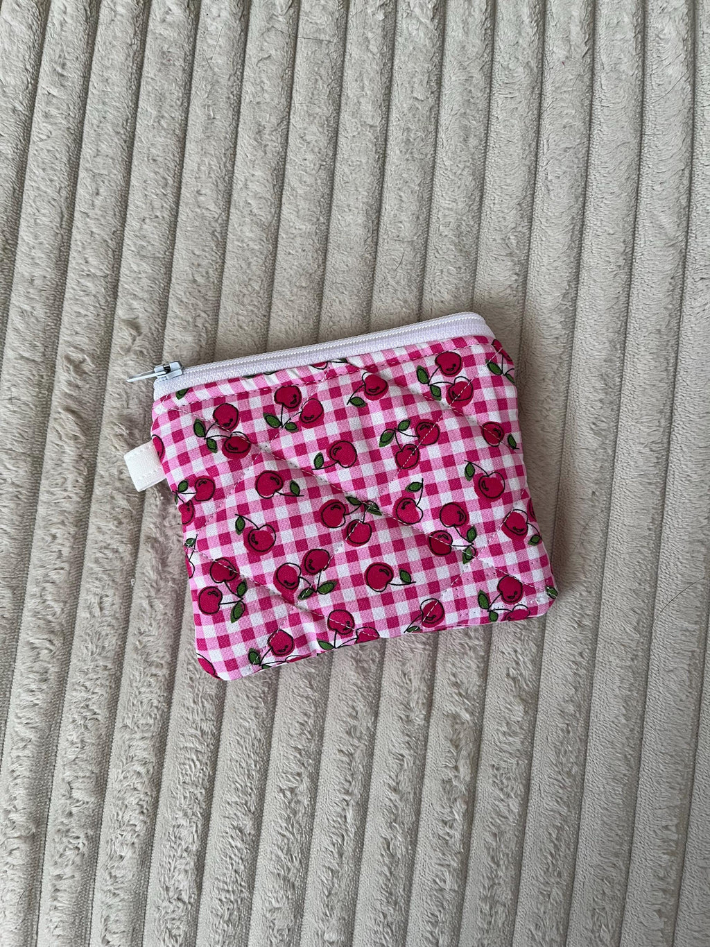 Magenta Cherry Picnic Keychain Wallet, coin purse for women