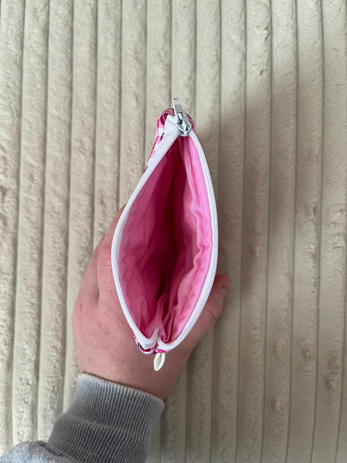 Magenta Cherry Picnic Keychain Wallet, coin purse for women