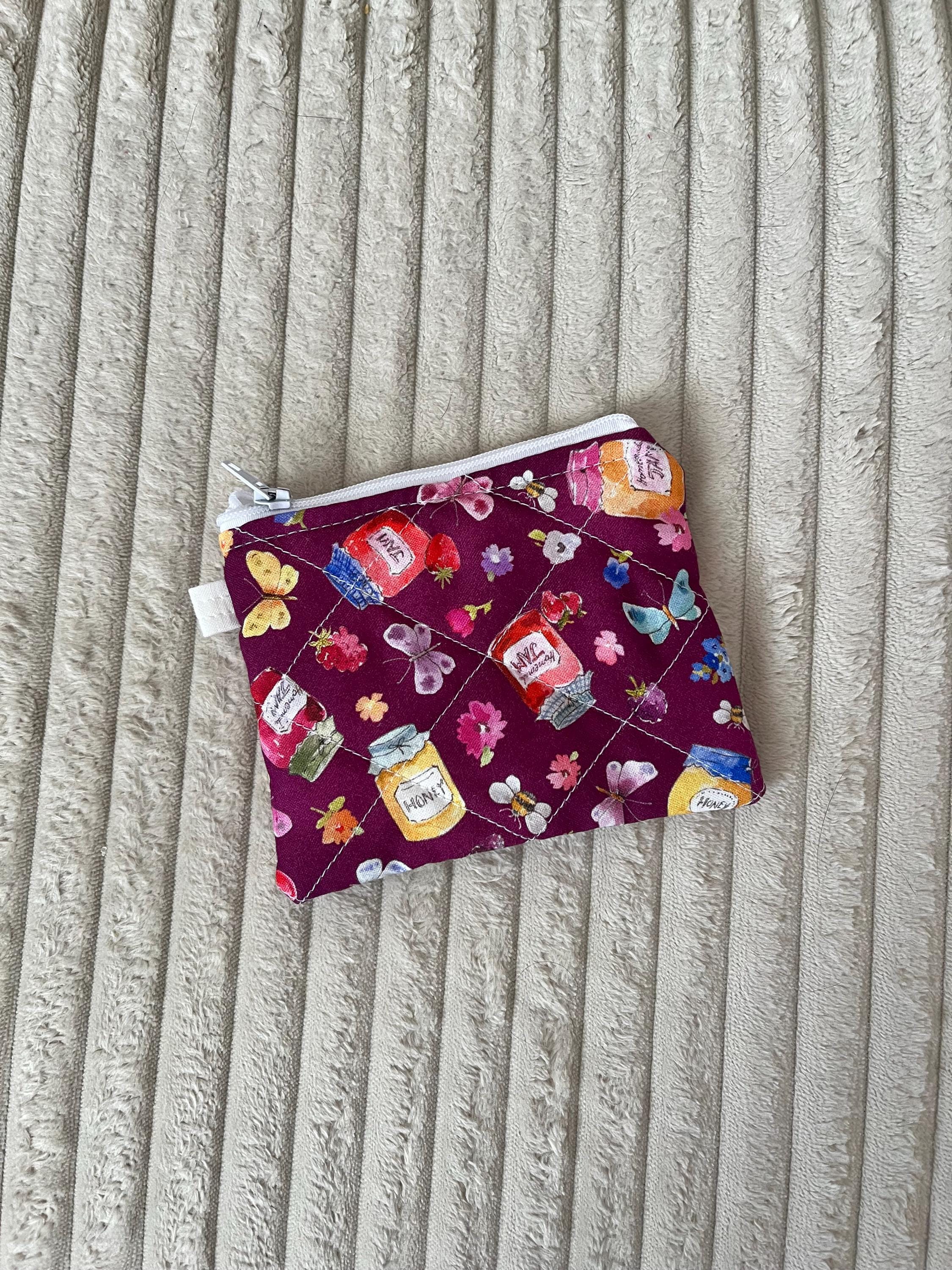 Purple Butterfly Picnic Keychain Wallet, coin purse for women