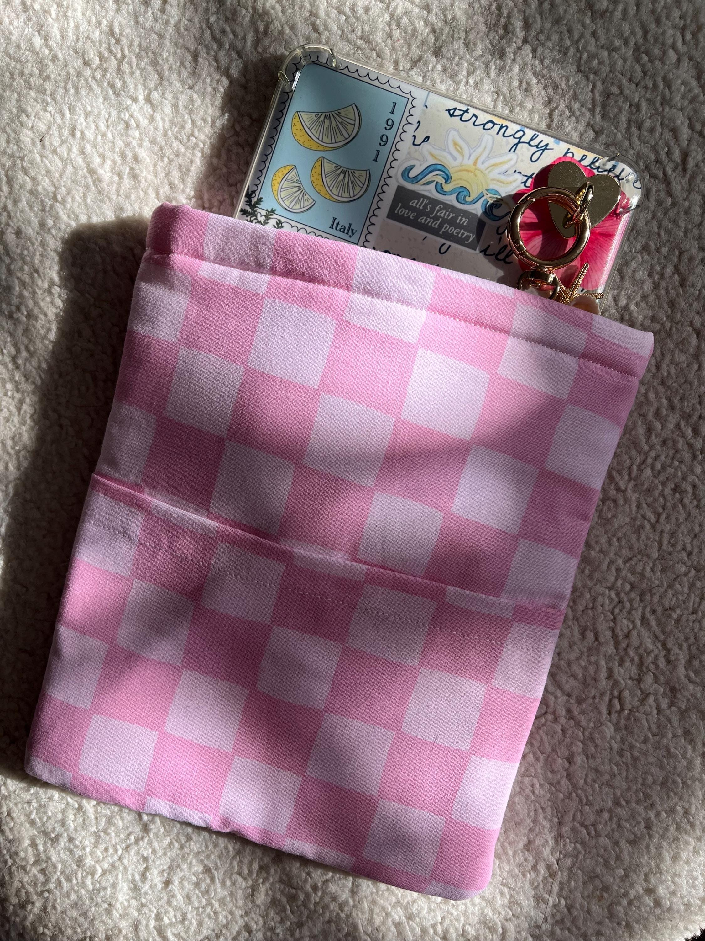 Pastel Pink Checkered Kindle Sleeve, Ereader sleeve